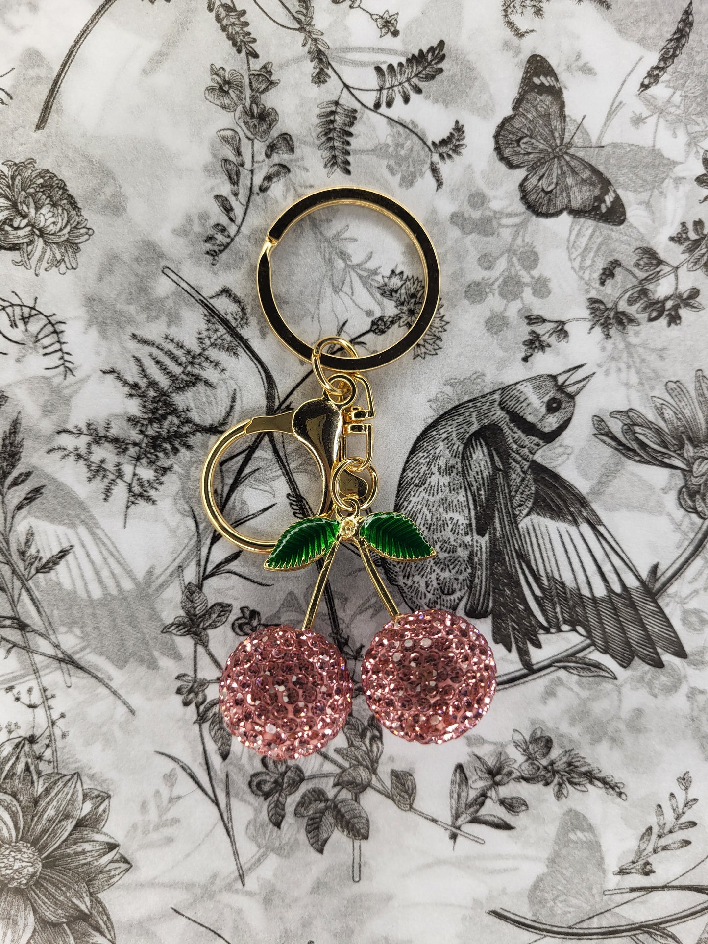 Small sparkly cherry keyring keychain and accessories for a bag