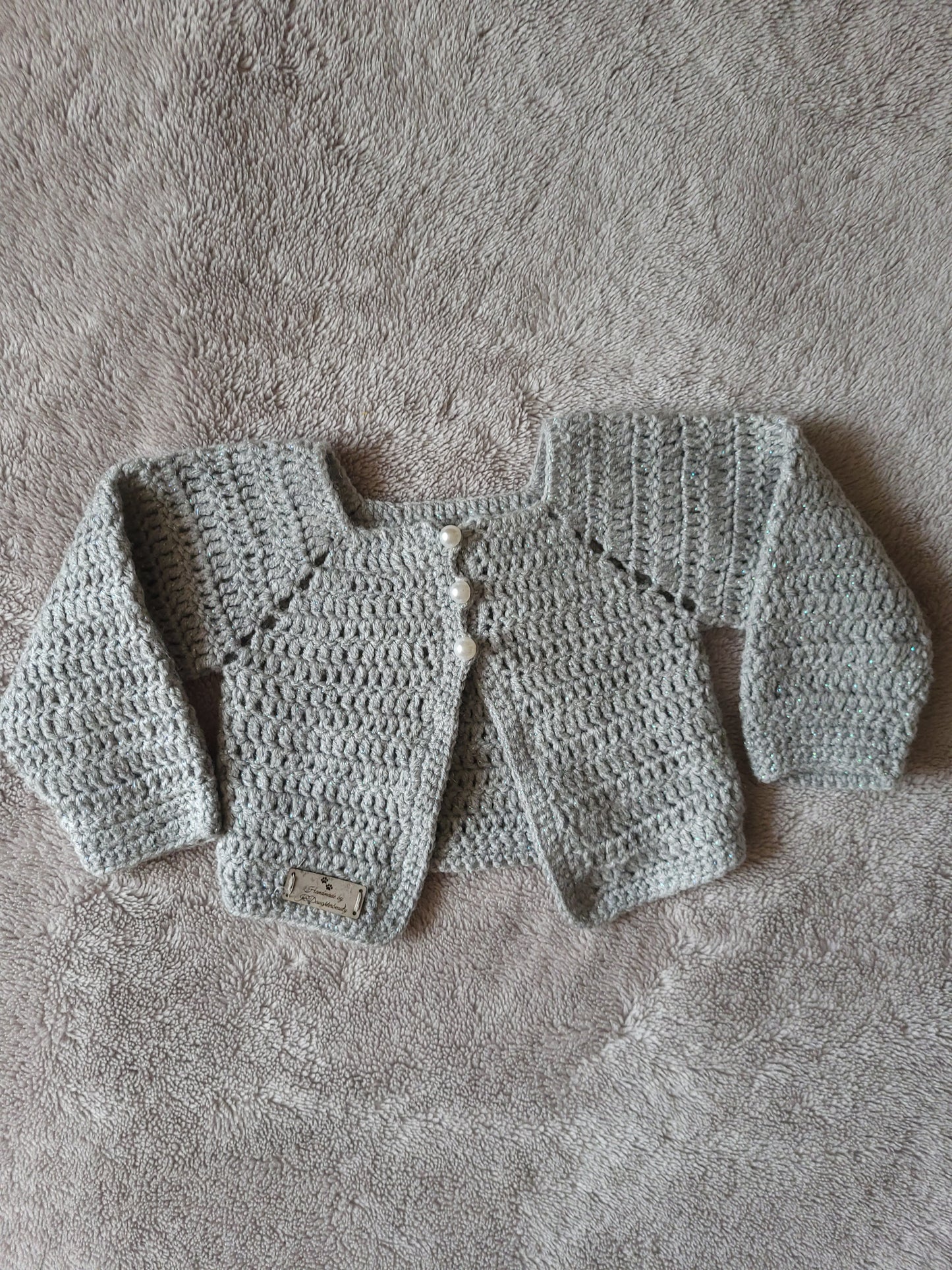 Crochet baby dress and cardigan, 0-3M