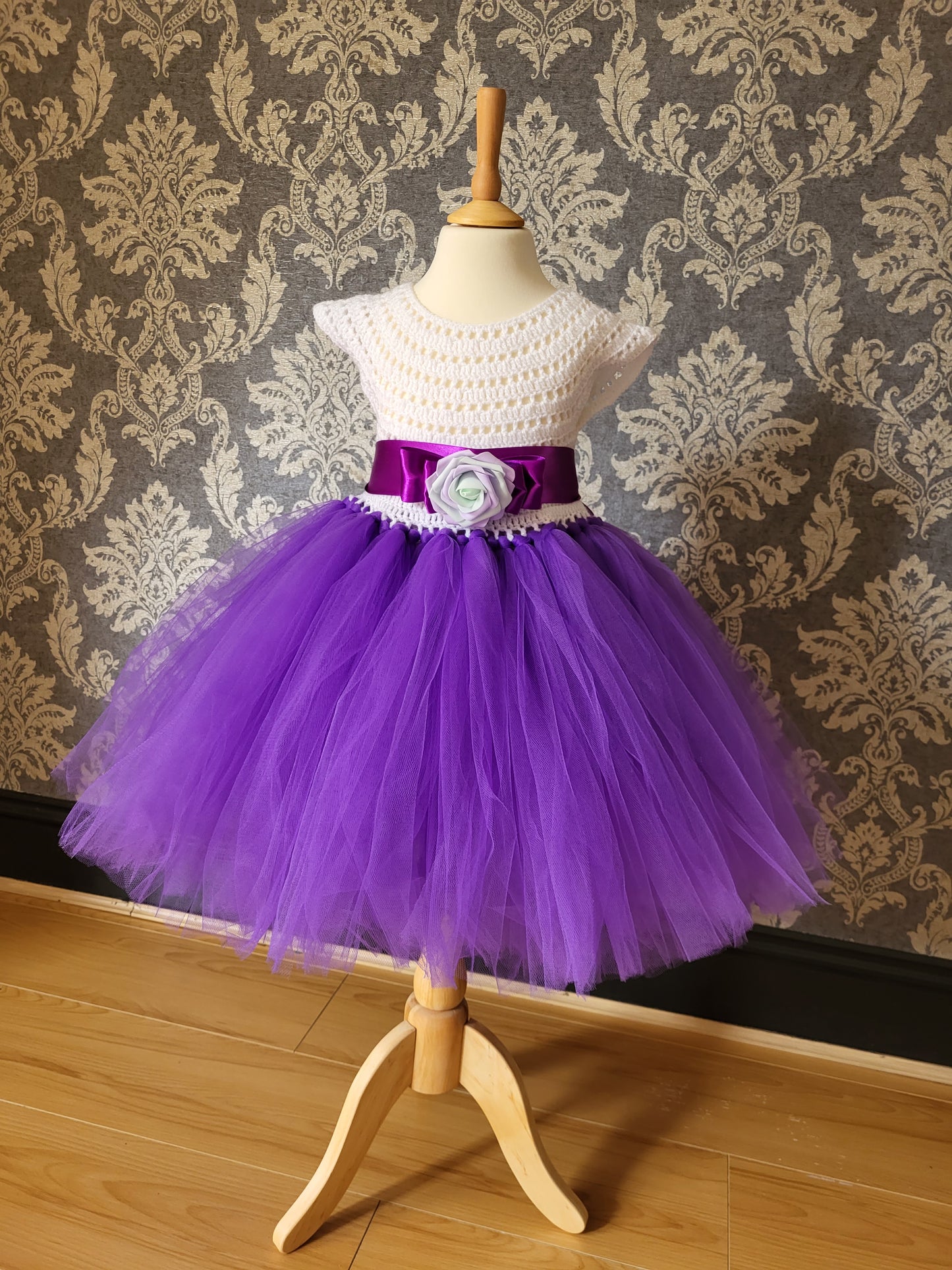 Handmade crochet girl tutu dress, size 3 year