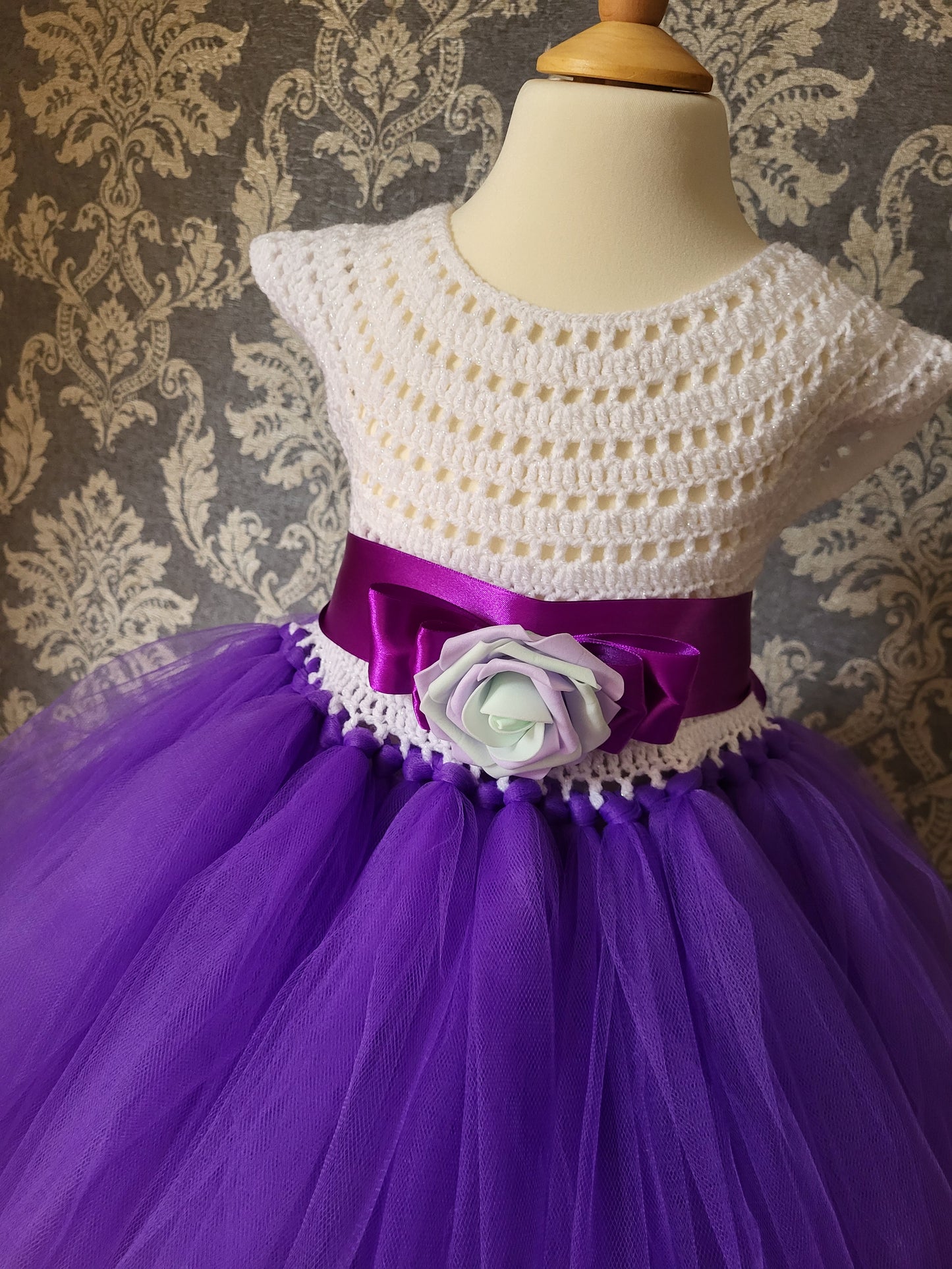 Handmade crochet girl tutu dress, size 3 year
