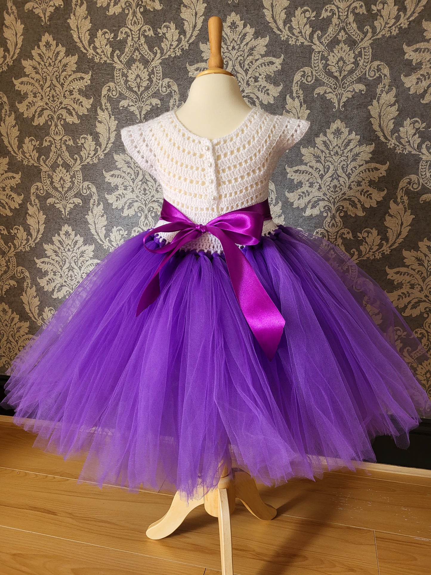 Handmade crochet girl tutu dress, size 3 year