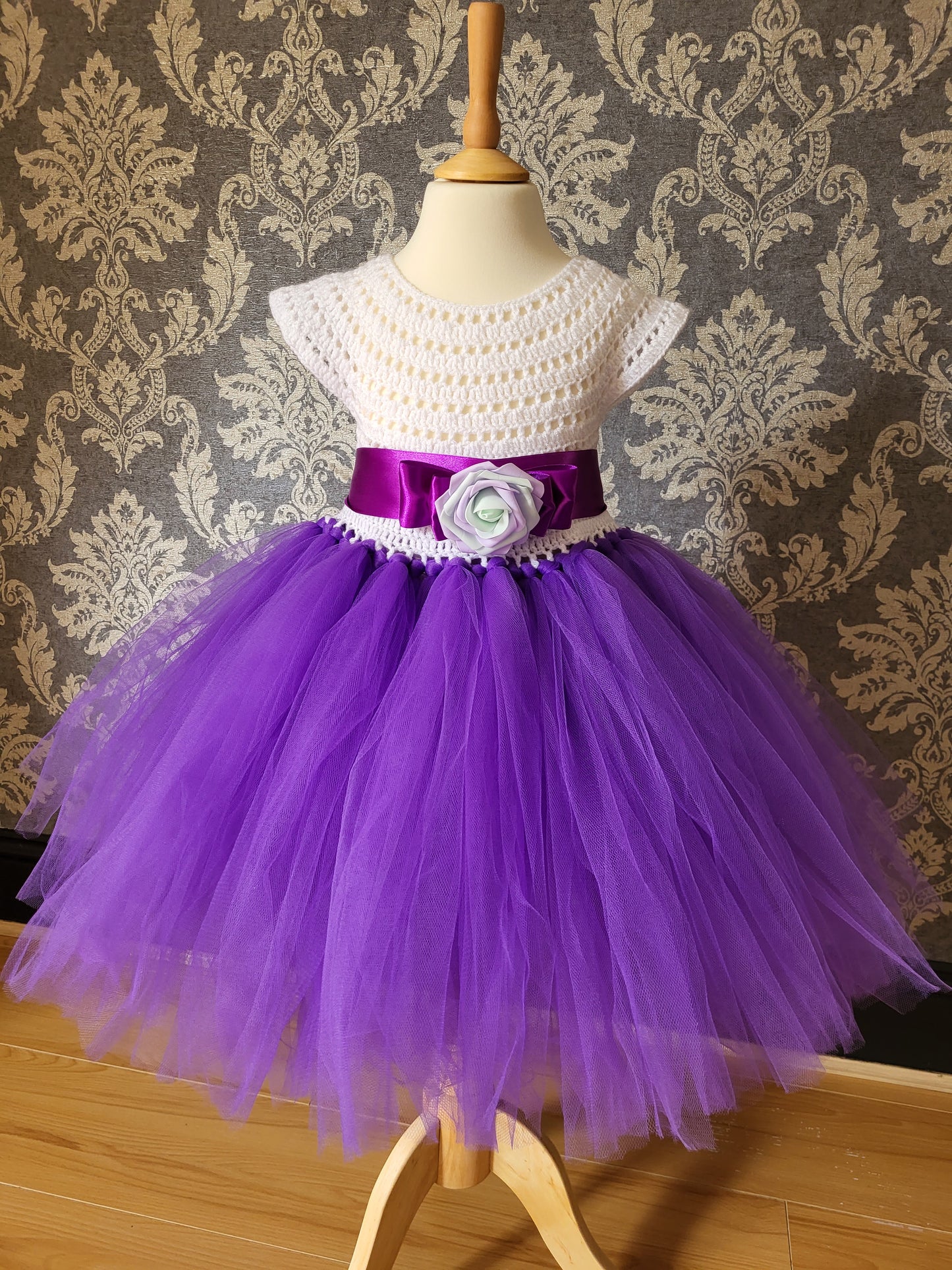 Handmade crochet girl tutu dress, size 3 year
