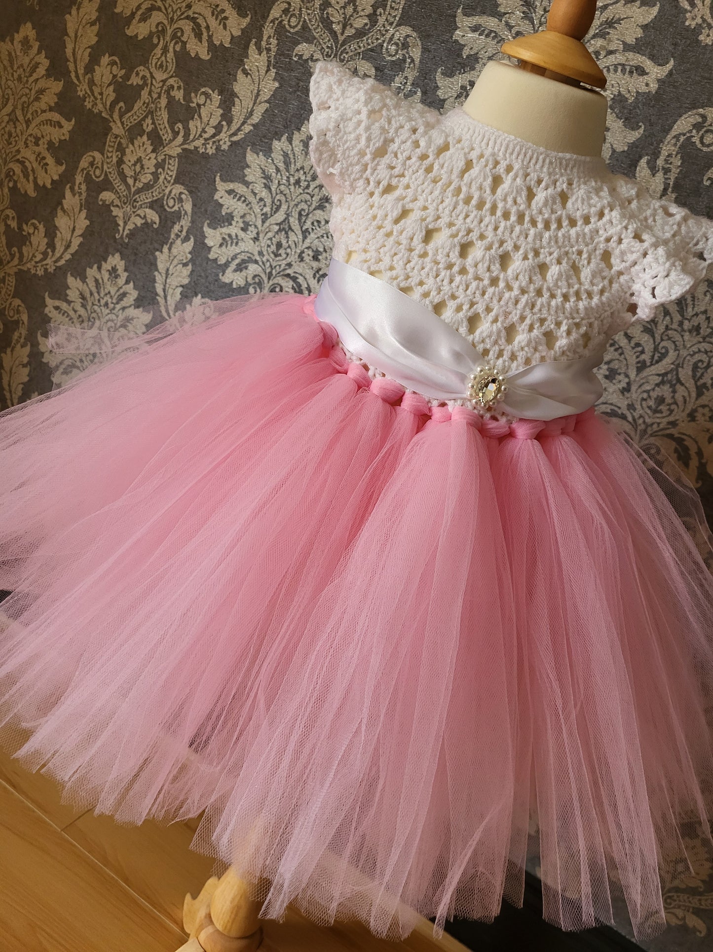 Handmade crochet girl tutu dress size 1 year UK