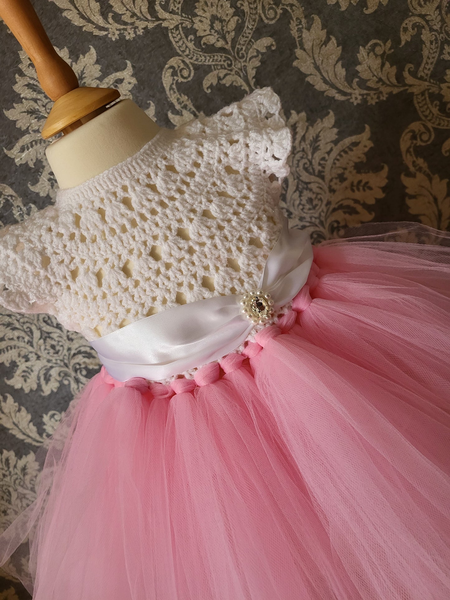 Handmade crochet girl tutu dress size 1 year UK