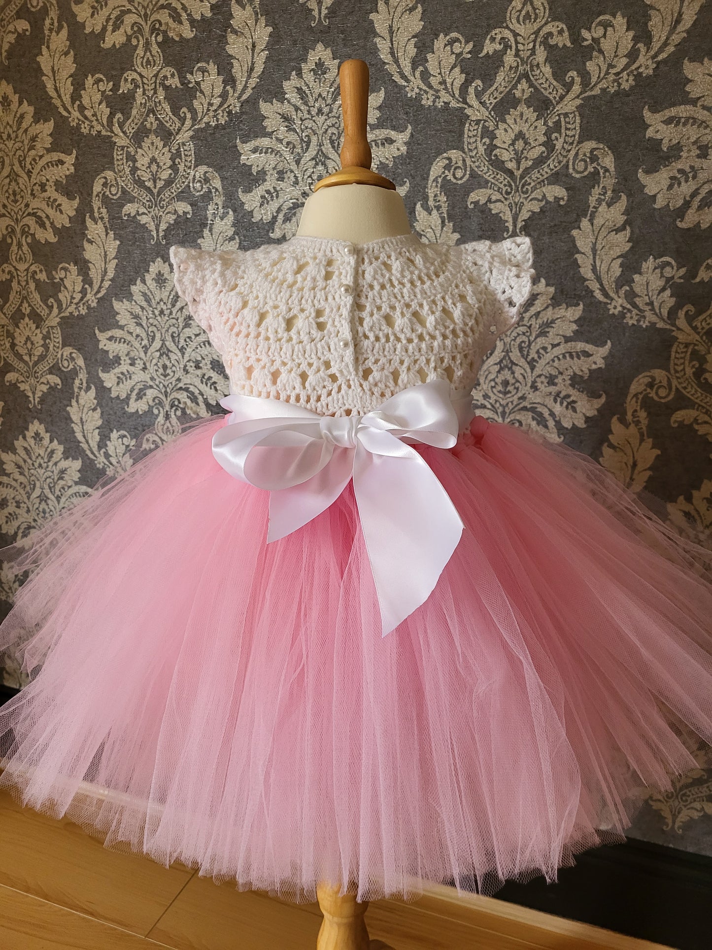 Handmade crochet girl tutu dress size 1 year UK