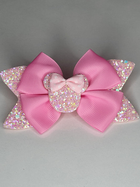 Pink bow hair clips