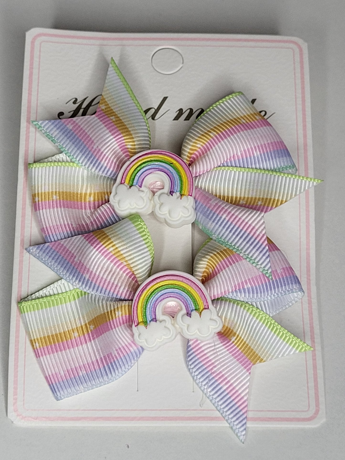 Rainbow hair clips ×2