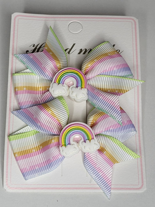 Rainbow hair clips ×2
