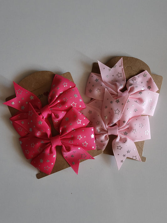Stars bow hair clips ×2