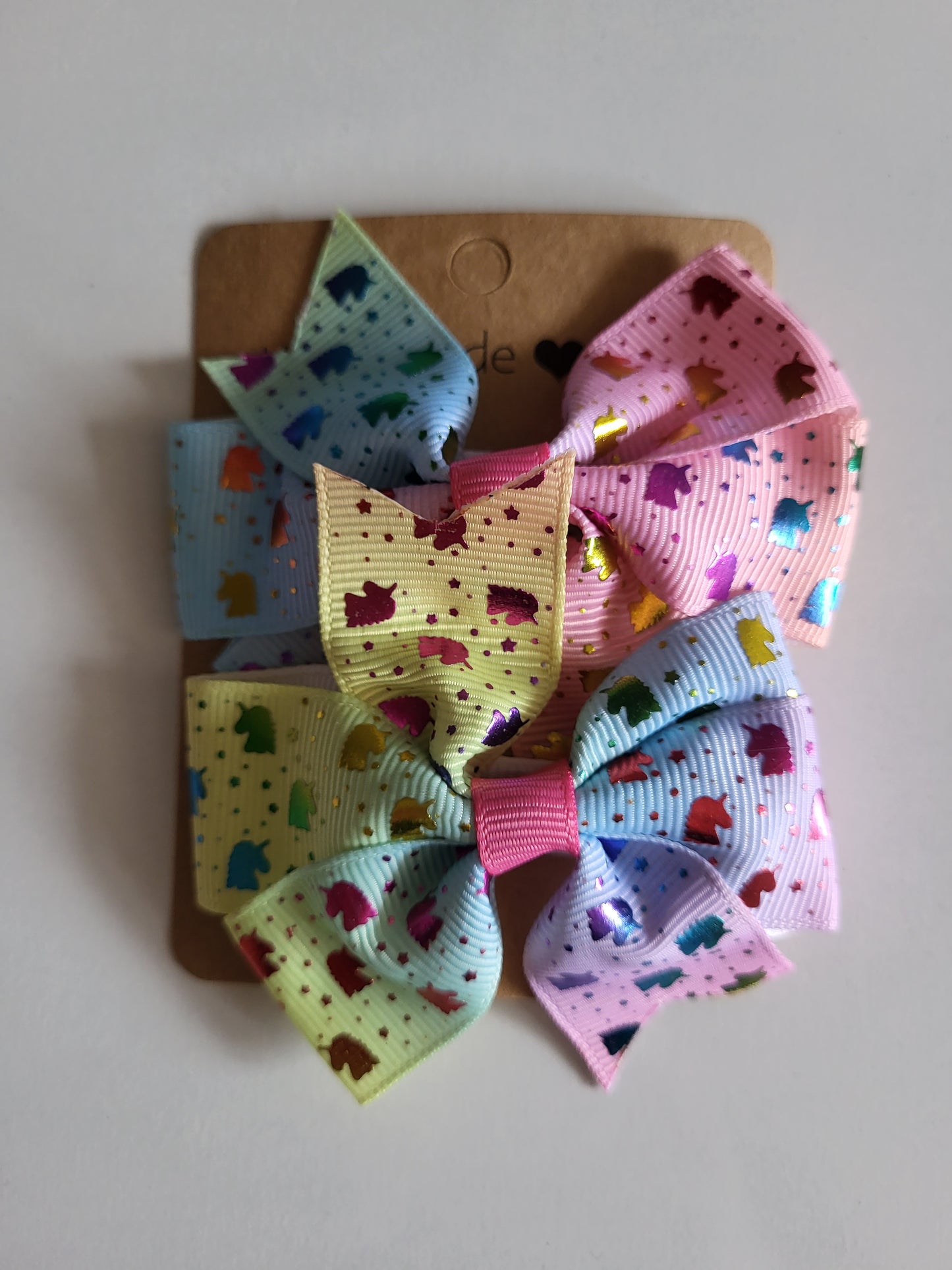 Colourful bow hair clips ×2