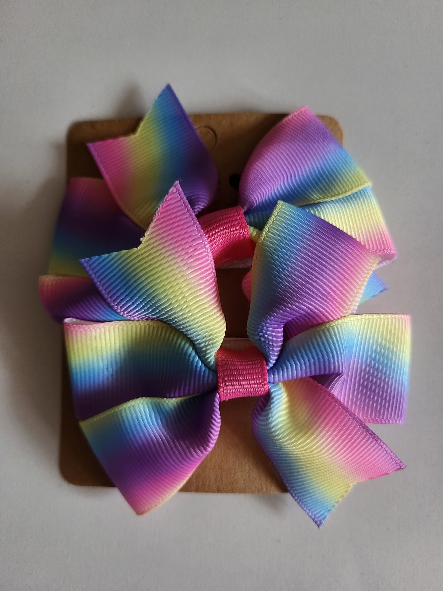 Colourful bow hair clips ×2