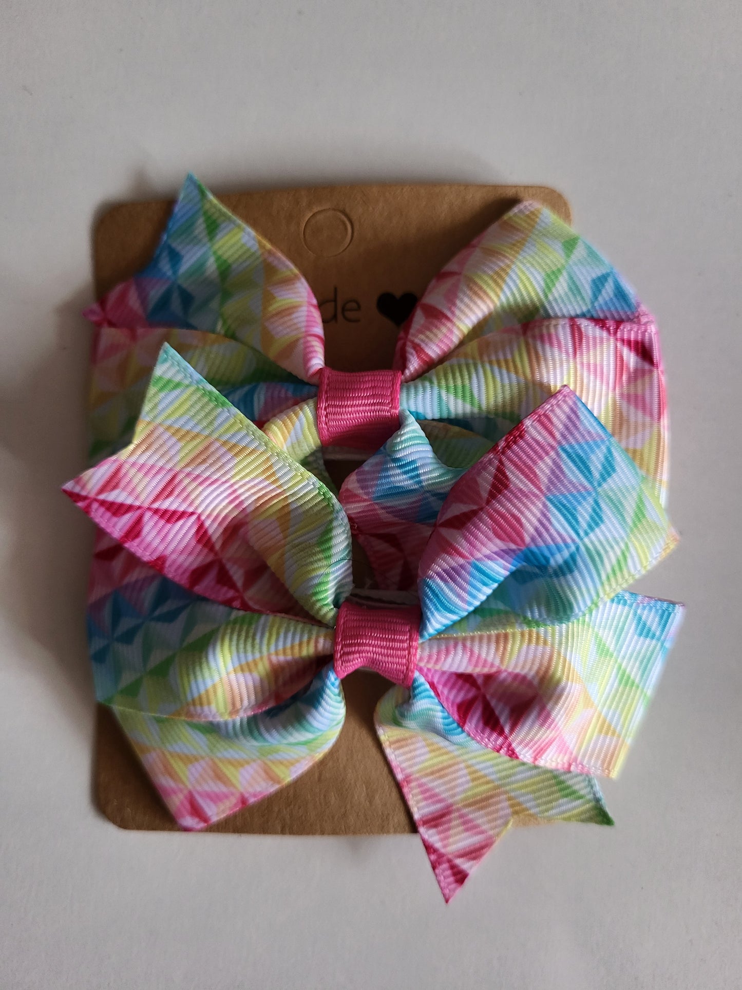 Colourful bow hair clips ×2