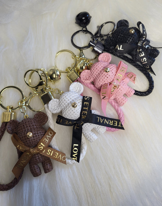 Cute bear chain with a bow, bell